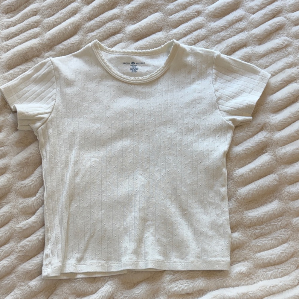 Brandy Melville white Short-Sleeve Textured Tee